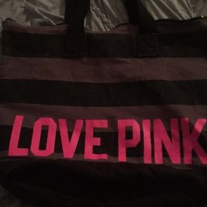 LOVE PINK (victoria secrets) striped tote bag